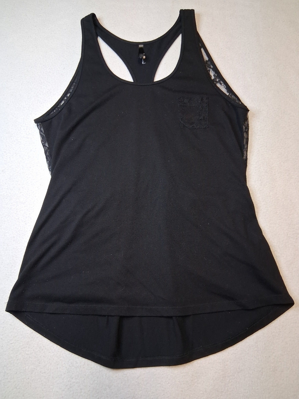 RDS Red Dragon Women's Black Racerback Muscle Tank with Lace Trim